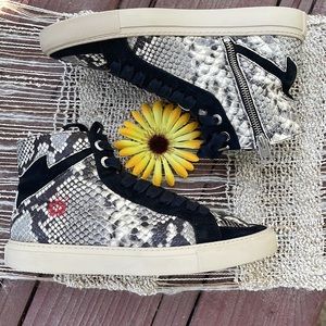 ⚡️ZADIG & VOLTAIRE; High Flash Wild Top Snake Embossed Leather Sneakers Size 9!